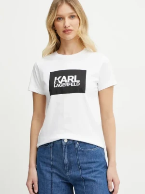 Karl Lagerfeld t-shirt bawełniany damski kolor biały ASW17010