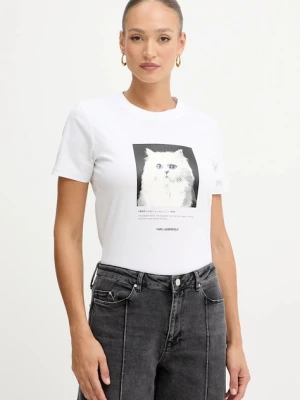 Karl Lagerfeld t-shirt bawełniany damski kolor biały B1W17019