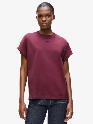 Karl Lagerfeld t-shirt bawełniany damski kolor bordowy A4W17039
