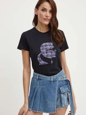 Karl Lagerfeld t-shirt bawełniany damski kolor czarny 245W1711