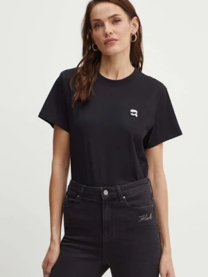 Karl Lagerfeld t-shirt bawełniany damski kolor czarny 245W1712