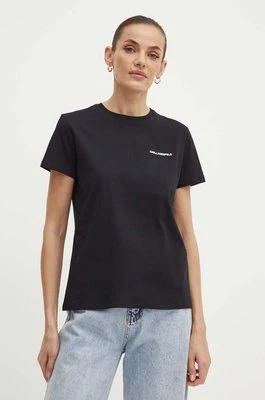 Karl Lagerfeld t-shirt bawełniany damski kolor czarny 245W1714