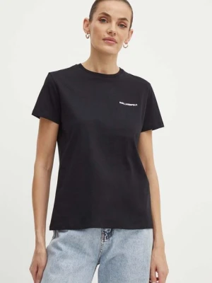 Zdjęcie produktu Karl Lagerfeld t-shirt bawełniany damski kolor czarny 245W1714