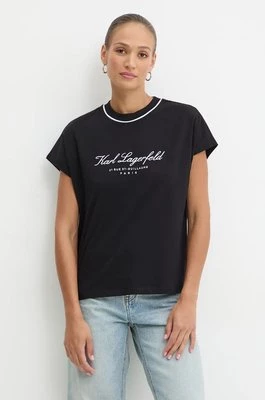 Karl Lagerfeld t-shirt bawełniany damski kolor czarny 246W2107