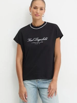 Karl Lagerfeld t-shirt bawełniany damski kolor czarny 246W2107