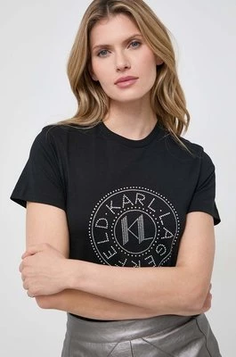 Karl Lagerfeld t-shirt bawełniany damski kolor czarny