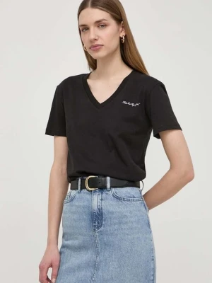 Karl Lagerfeld t-shirt bawełniany damski kolor czarny
