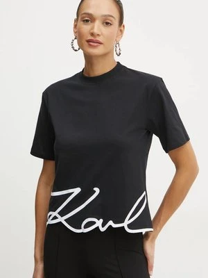 Karl Lagerfeld t-shirt bawełniany damski kolor czarny A1W17013