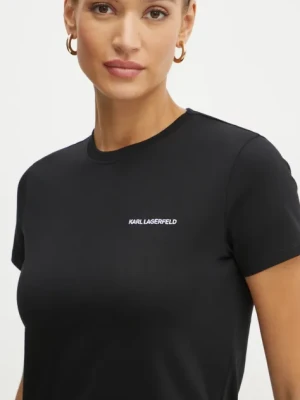 Karl Lagerfeld t-shirt bawełniany ESSENTIAL damski kolor czarny A1W17019