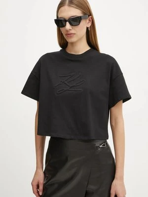 Karl Lagerfeld t-shirt bawełniany damski kolor czarny A1W17071