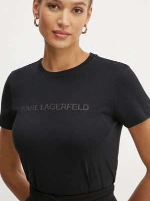 Karl Lagerfeld t-shirt bawełniany damski kolor czarny A1W17076