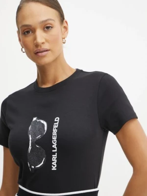 Karl Lagerfeld t-shirt bawełniany damski kolor czarny A1W17122