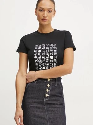 Karl Lagerfeld t-shirt bawełniany damski kolor czarny A1W17124