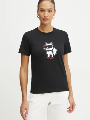 Karl Lagerfeld t-shirt bawełniany damski kolor czarny A1W17128