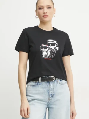 Karl Lagerfeld t-shirt bawełniany damski kolor czarny A1W17129