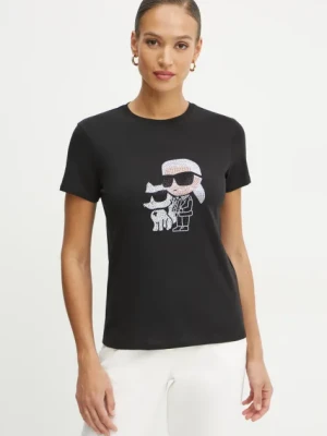 Karl Lagerfeld t-shirt bawełniany damski kolor czarny A1W17131