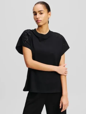 Karl Lagerfeld t-shirt bawełniany damski kolor czarny A2W17060