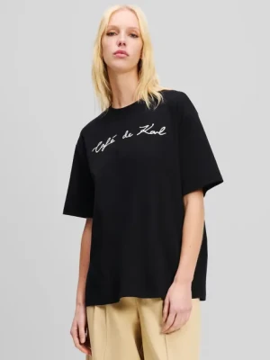Karl Lagerfeld t-shirt bawełniany damski kolor czarny A2W17088