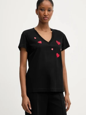 Karl Lagerfeld t-shirt bawełniany damski kolor czarny A3W17017