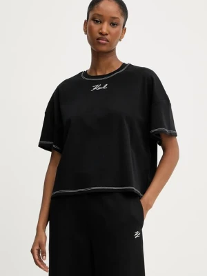 Karl Lagerfeld t-shirt bawełniany damski kolor czarny A3W17019