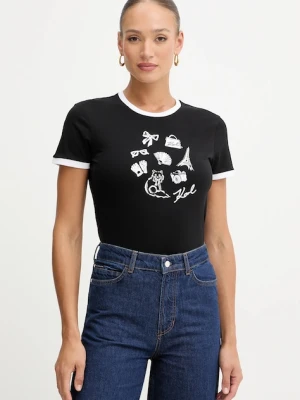 Karl Lagerfeld t-shirt bawełniany damski kolor czarny B1W17027