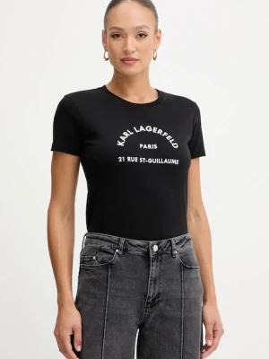 Karl Lagerfeld t-shirt bawełniany damski kolor czarny B1W17033