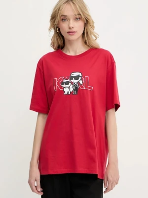 Karl Lagerfeld t-shirt bawełniany damski kolor czerwony A3W17084