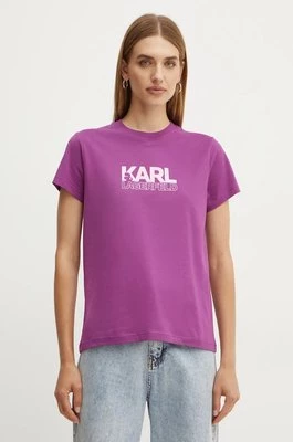 Karl Lagerfeld t-shirt bawełniany damski kolor fioletowy 24WW1703