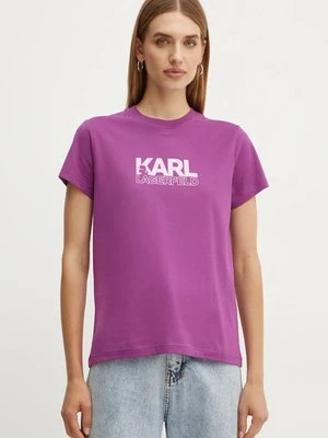 Karl Lagerfeld t-shirt bawełniany damski kolor fioletowy 24WW1703