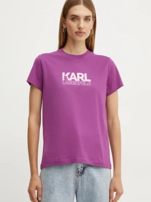 Karl Lagerfeld t-shirt bawełniany damski kolor fioletowy 24WW1703