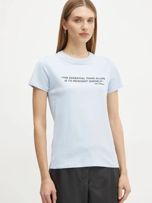 Karl Lagerfeld t-shirt bawełniany damski kolor niebieski A1W17068