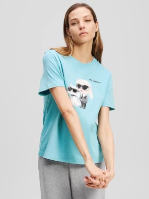 Karl Lagerfeld t-shirt bawełniany IKON damski kolor niebieski A3W17077