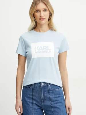 Karl Lagerfeld t-shirt bawełniany damski kolor niebieski ASW17010