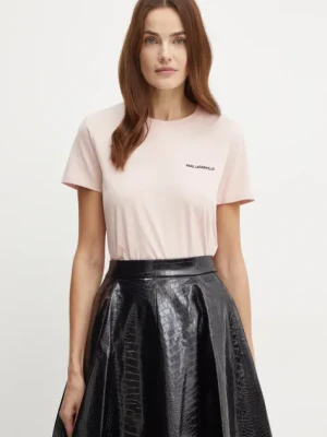 Karl Lagerfeld t-shirt bawełniany damski kolor różowy 245W1714