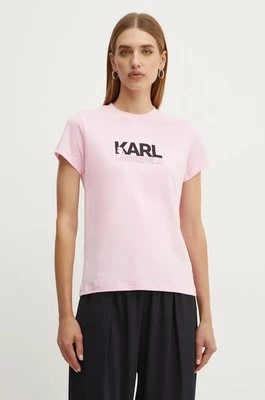 Karl Lagerfeld t-shirt bawełniany damski kolor różowy 24WW1703