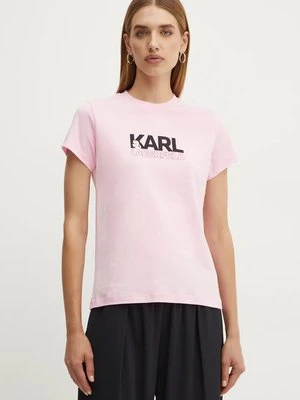 Karl Lagerfeld t-shirt bawełniany damski kolor różowy 24WW1703