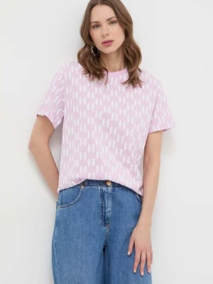 Zdjęcie produktu Karl Lagerfeld t-shirt bawełniany damski kolor różowy