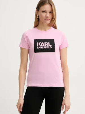 Karl Lagerfeld t-shirt bawełniany damski kolor różowy ASW17010