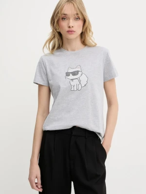 Karl Lagerfeld t-shirt bawełniany damski kolor szary A3W17110