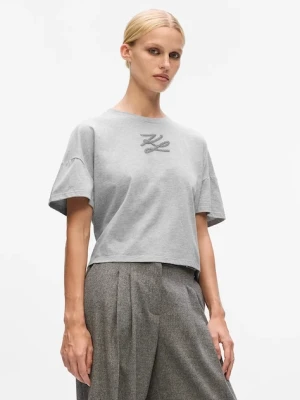 Karl Lagerfeld t-shirt bawełniany damski kolor szary A4W17053