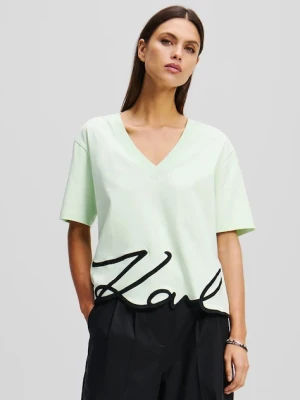 Karl Lagerfeld t-shirt bawełniany damski kolor zielony A2W17104