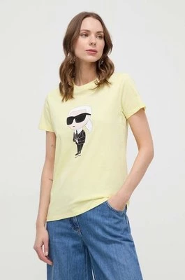 Karl Lagerfeld t-shirt bawełniany damski kolor żółty
