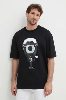 Karl Lagerfeld t-shirt bawełniany Dour Darcel X Karl męski kolor czarny z nadrukiem 542270.755098