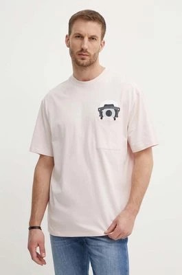 Karl Lagerfeld t-shirt bawełniany Dour Darcel X Karl męski kolor różowy z nadrukiem 542270.755099
