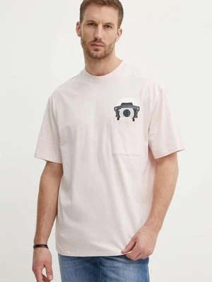 Karl Lagerfeld t-shirt bawełniany Dour Darcel X Karl męski kolor różowy z nadrukiem 542270.755099