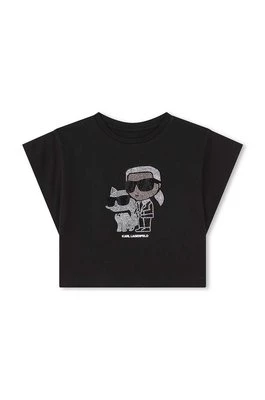 Karl Lagerfeld t-shirt bawełniany dziecięcy kolor czarny