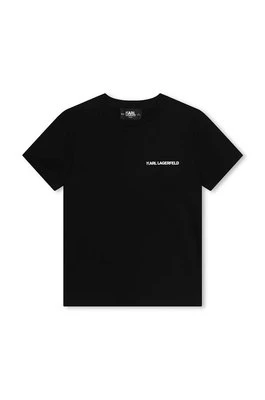 Karl Lagerfeld t-shirt bawełniany dziecięcy kolor czarny z nadrukiem