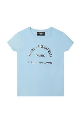 Karl Lagerfeld t-shirt bawełniany dziecięcy kolor niebieski