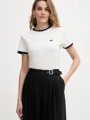 Karl Lagerfeld T-shirt damski bawełniany IKON beżowy