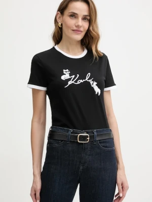 Karl Lagerfeld t-shirt bawełniany IKON czarny